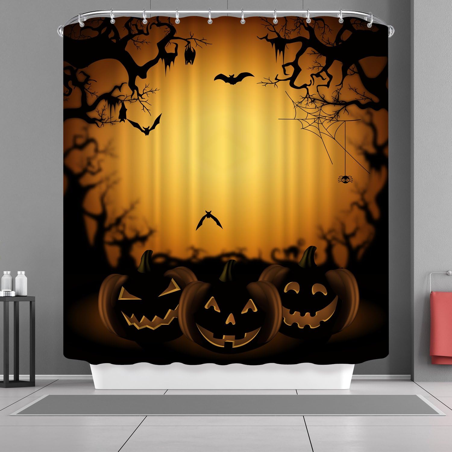 VANCAR Happy Halloween Shower Curtain Bathroom Waterproof Polyester Fabric Shower