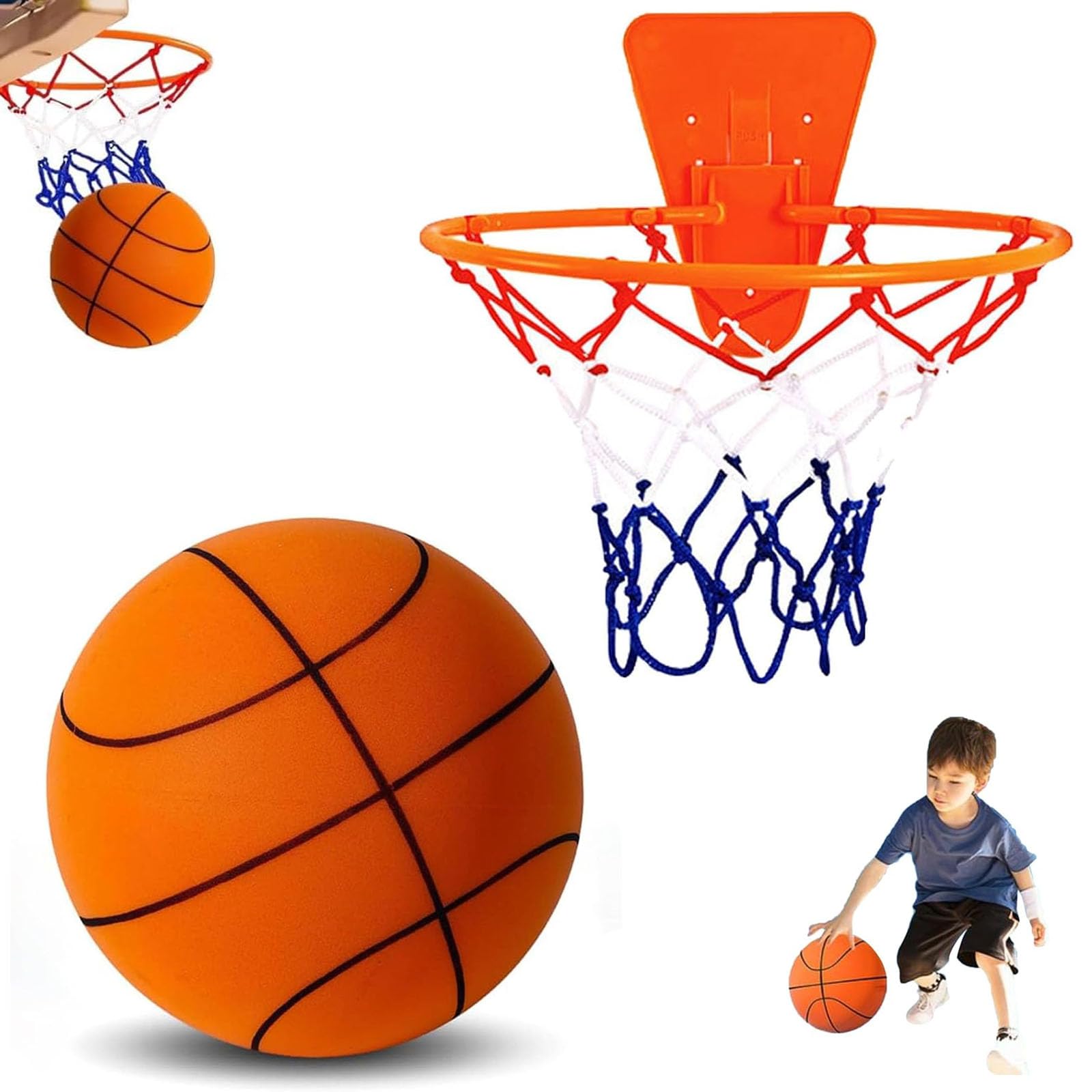 Photo 1 of Silent Basketball and Hoop Set, Silent Basketball, 2025 Upgrade Quiet Foam Indoor Training Ball, No Noise with Wall Mount Hoop Silent Ball Professional Indoor Basketballs Frame(No.5-8.66")
