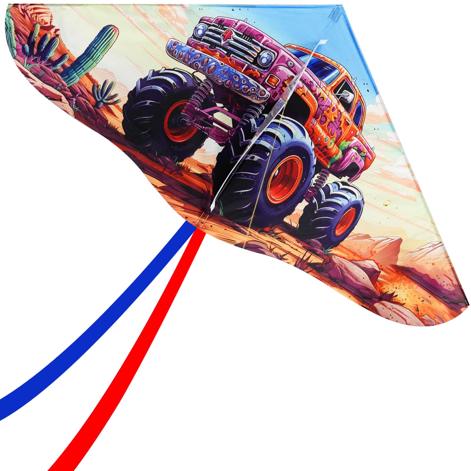 Touch the sky All-terrain Vehicle Triangle Kite for Kids and Adults, Easy to Fly, Exquisite Fabrics and Unique Structure Design, Excellent Outdoor Games and Activity Toys, Suitable for Beginners.