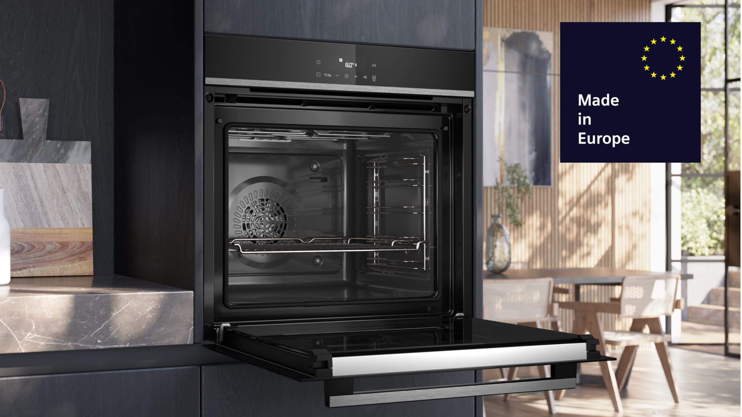 Siemens HB571ABS3 iQ300 Einbau-Backofen, 60 x 60 cm, LED-Touchbedienung, cookControl10, 3D-Heißluft, Umluftgrill, Schnellaufheizung, Pyrolyse, activeClean, Kindersicherung, Edelstahl 2