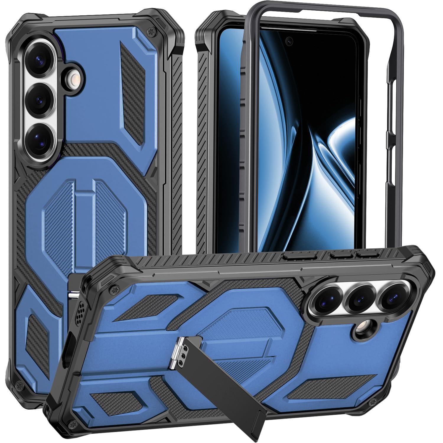 BQQFG for Galaxy S26 Case, [Compatible with MagSafe] [Invisible Kickstand] [Military-Grade Drop Protection] Heavy Duty Protective Shockproof Phone Cover for Samsung Galaxy S26,Blue