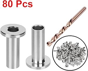 CKE 80 Pack T316 Stainless Steel Protector Sleeves for 1/8" Wire Rope Cable Railing, DIY Balustrade T316 Marine Grade, Come with A Free Drill Bit