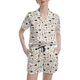 Lcimtgo Women Pajamas Set 2 Piece Funny Pajams for Women Fun Pajama Party Set Funny Pjs Short Sleeve Comfortable Sleepwear
