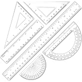 AOBSO 6 Piece Geometry Set, Professional Drafting Tools | 12&Prime;/6&Prime; Clear Rulers, 2 Triangle Rulers, 2 Protractor for School, Office, Engineering &amp; Art Drawing