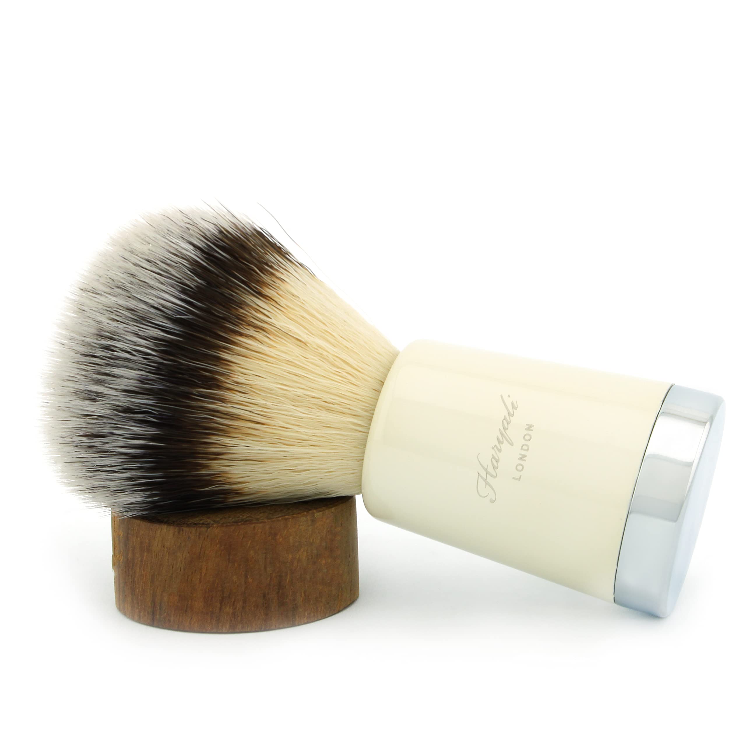 Haryali London, Mens Shaving Brush – Silver tip Synthetic Looking Hair Shaving Brush, Wet Shaving Cream Brush, Sustainable Beard Shave Brush with Resin Handle and Chrome Base
