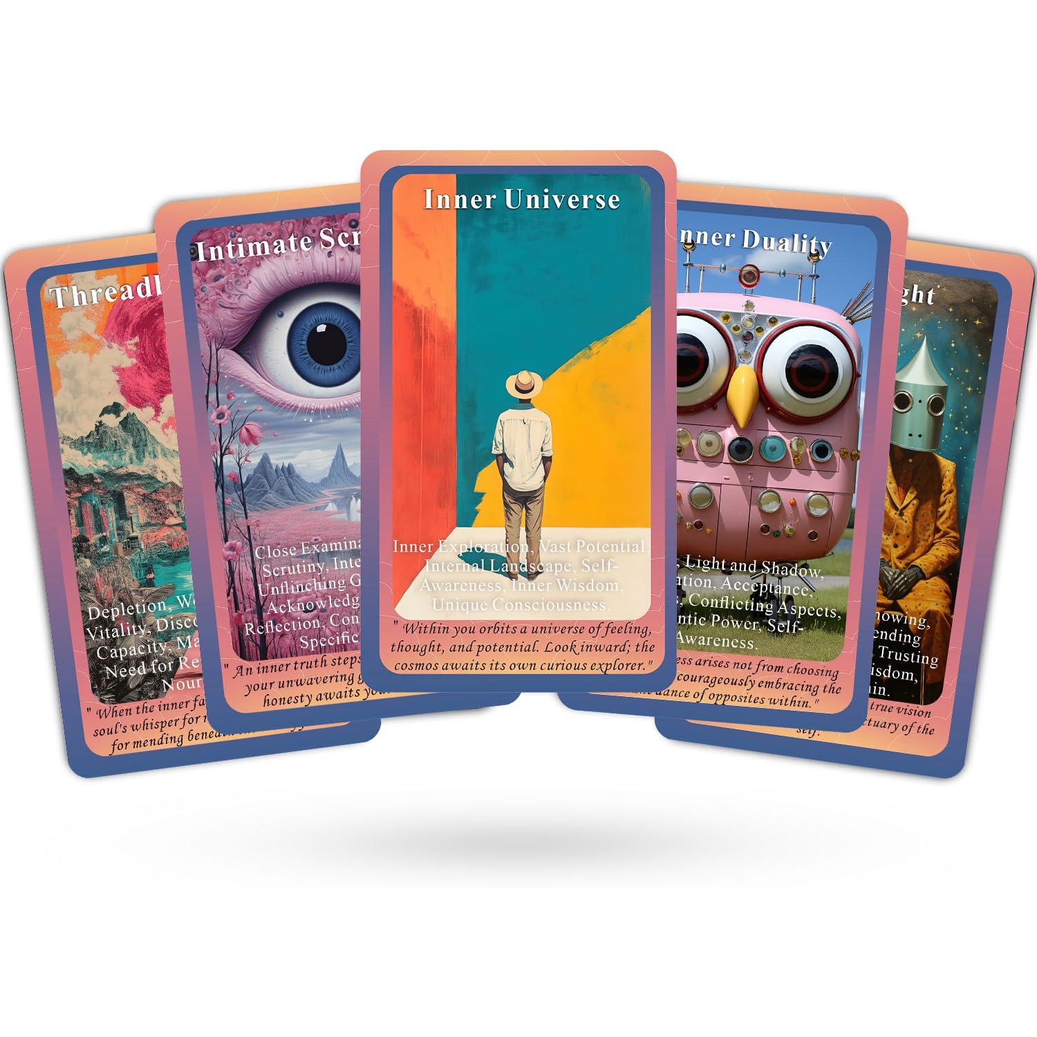Inner Worlds Oracle Deck, Oracle Cards for Beginners, 50 Emotional Oracle Card Deck to Deep self-awareness and intuitive guidance illuminate hidden emotions and explore the vast universe within you