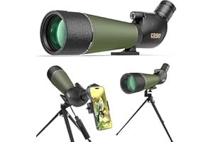 Gosky 20-60x80 Spotting Scope with Tripod, Carrying Bag and Scope Phone Adapter - BAK4 45 Degree Angled Eyepiece Telescope fo