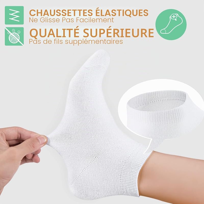 Chaussettes Hommes 12 Paires Basses Femmes Soquettes Courtes Sport Coton Gris noir et blanc 3538