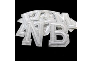 BFUEE Iron on Letter Patches 52 Pieces,White Letter Patches Alphabet Embroidered Patch A-Z,for Hats Shirts Jeans Bags White