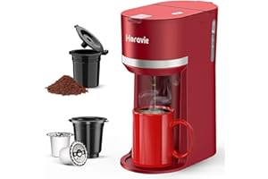 Single Serve Coffee Maker Machine for K-Cup and Ground Coffee, 6 to 12 oz. Brew Sizes, Fast Brew Single Cup Coffee Machine wi