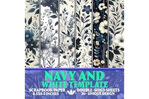 Navy and White Template Scrapbook Paper: Decorative Craft Paper for Papersing, Journaling, Gift Wrapping, and Crafting Projec