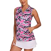 Tanst Sky Women's Sleeveless Golf Shirt Quick Dry Zip Up Workout Tennis Tops with Pockets