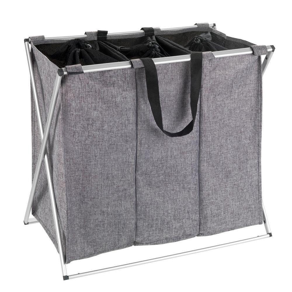 WENKO Trio Grey Mottled Laundry Basket 130 L Polyester 63 x 57 x 38 cm Grey