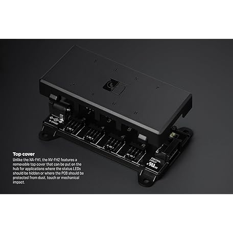 Noctua NV-FH2, 8-Kanal Lüfter-Hub für 5V, 12V und 24V Lüfter, bis zu 60W Gesamtleistung mit Optionalem 5,5mm Hohlstecker- Netzteil, Magnet- oder Schraubbefestigung (Schwarz