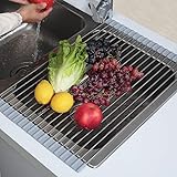 LIMNUO Roll up Dish Drying Rack,20.5" x 13.2" Roll Up Foldable Dish Drying Racks Multipurpose SUS304 Stainless Steel