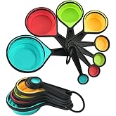 VBQFDPH Collapsible Measuring Cups and Spoons Set, 8 Pieces | Adjustable collapsible measuring tools for kitchen &amp; camping