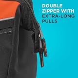 BLACK+DECKER 12-Inch Wide Mouth Tool Bag Zippered Durable 600 Denier Fabric view 6