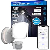 Enbrighten 58242-S1 Outdoor 2-Head Motion-Sensing Back Lit Wi-Fi LED Security Light, White