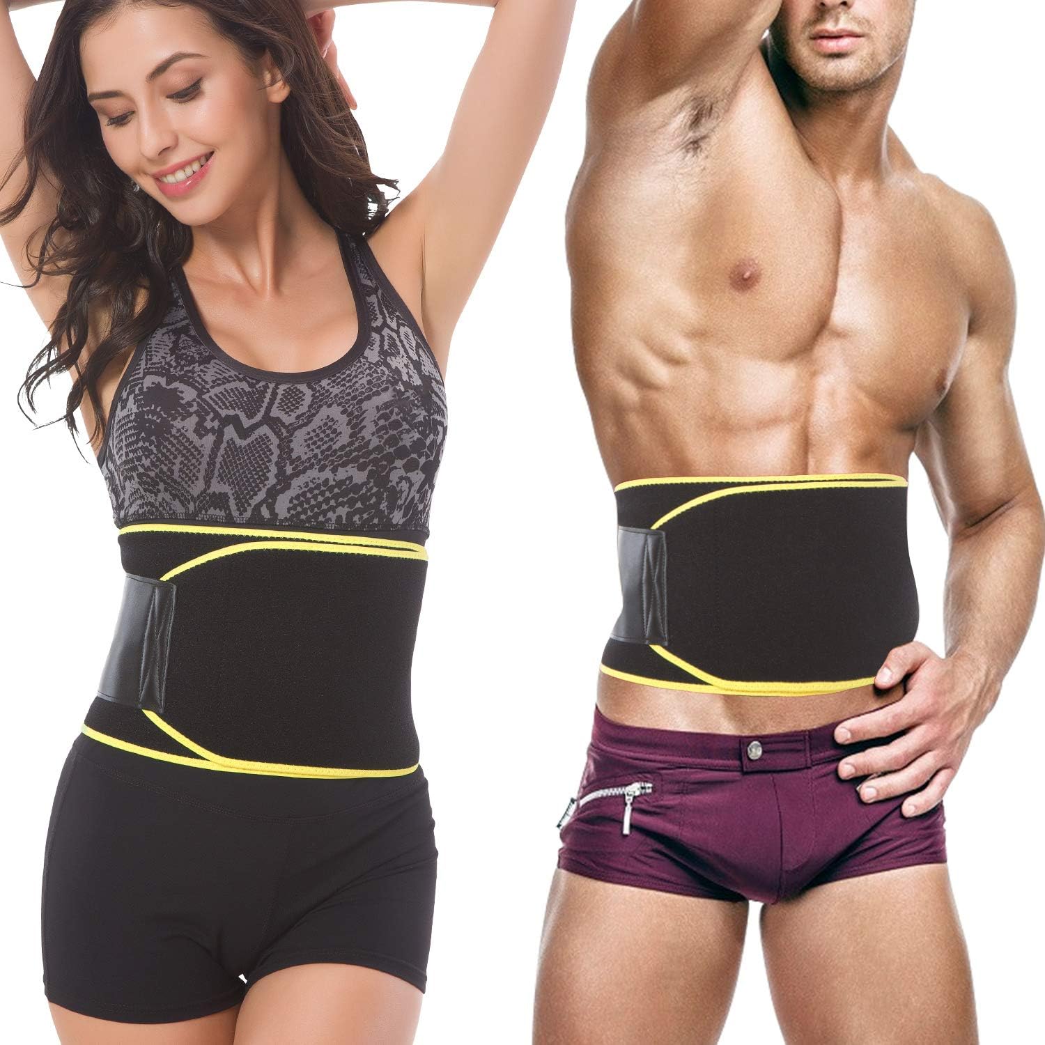 skybulls Waist Trimmer Trainer, Neoprene Waist Trimmer Belt Sweat Belt for Women & Men, Latex-free Slimming Waist Shaper Low Back Lumbar Support for Yoga Running Rope Skipping Hula-Hoop Gym Fitness