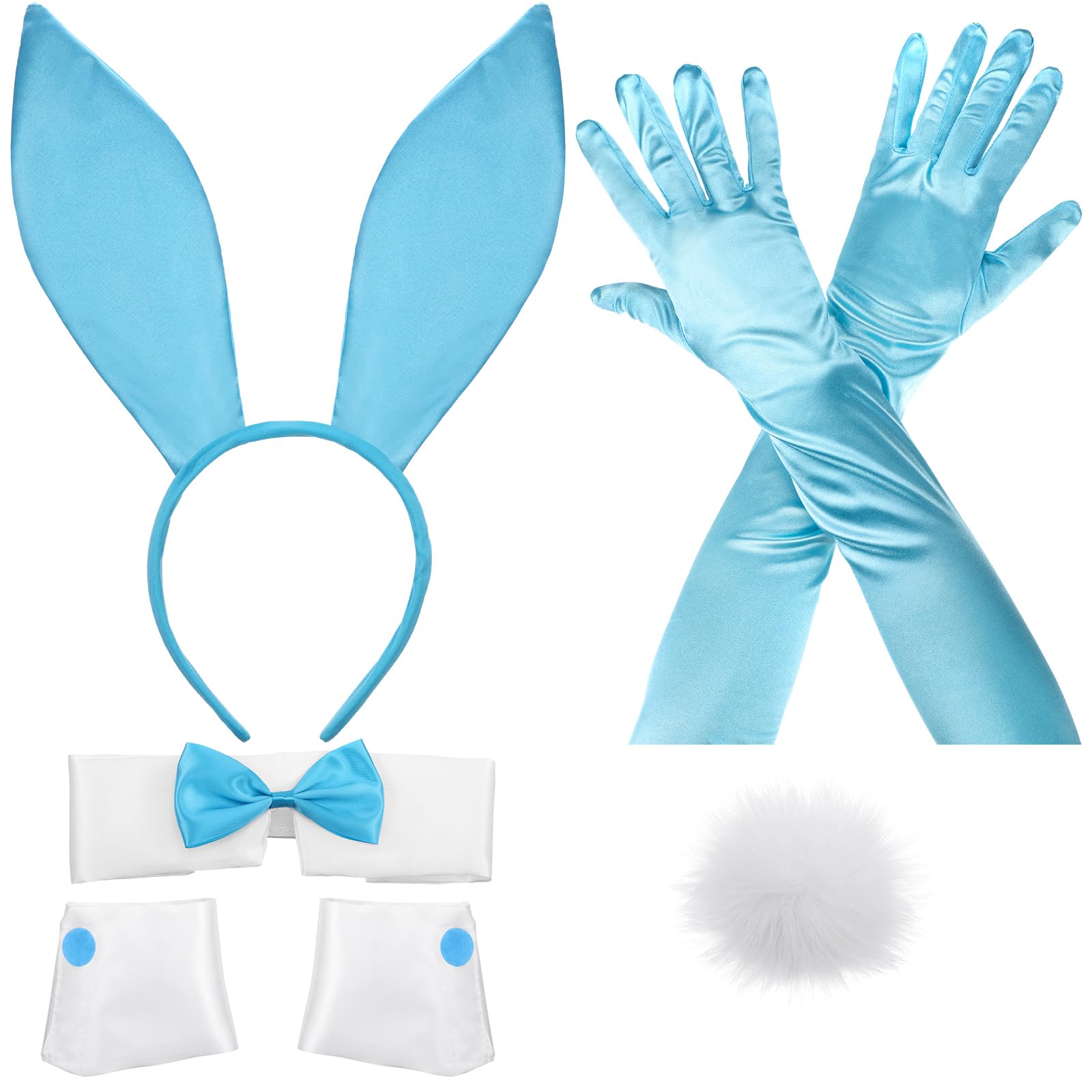 Photo 1 of ***MISSING HEADBAND*** Zhanmai Bunny Costume Set - Including Ear Headband, Cuffs and Tail Accessory for Easter Party (Blue)