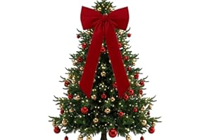 Celltestria Large Christmas Bow Ornament 15x30 Inch Velvet Giant Wreath Bows Xmas Tree Topper Ribbon Hanging Bows for Christmas Holiday Home Wall Outdoor Indoor Party Garland Crafts Decoration(Red)