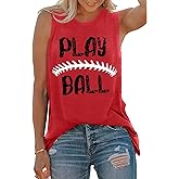 Play Ball Shirt for Womens Baseball Tshirts Graphic Tees Casual Letter Printed Softball Tee Shirts Top
