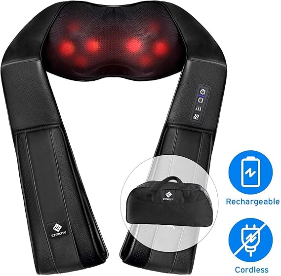 ETEKCITY Cordless Shiatsu Back Neck and Shoulder Massager with Heat and