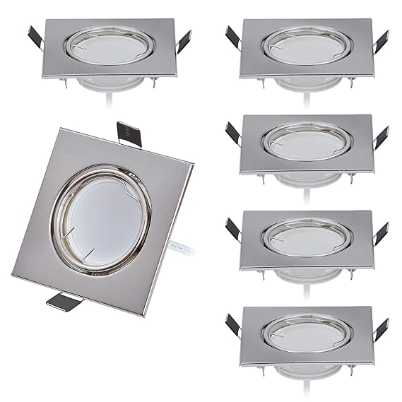6er Dimmbar LED Einbaustrahler 230V Flach nur 26mm 120°Abstrahlwinkel inkl. 6 x 5W LED Modul Warmweiss 3000K, 430Lumen, Ra >8
