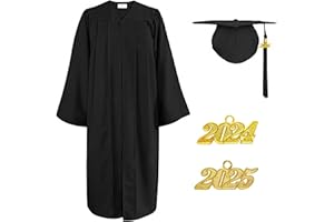 Happy Secret Unisex Matte Graduation Gown Cap Tassel Set 2024 2025 for High School and Bachelor graduation dress