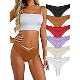 Memouniva Seamless Thongs for Women Sexy V-waisted No Show Thong Stretch Breathable Ladies Panties Underwear 6 Pack