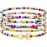 M MOOHAM Gifts for Girls Kids - 5PCS Colorful Beaded Initial Bracelets for Girls, Cute Stretch Heart Letter Bracelet Initial 