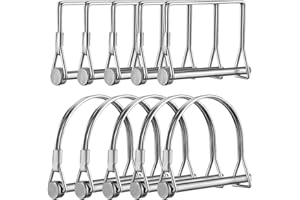 Voittozege 10Pcs 1/4 Inch Wire Lock Pin Safety Coupler Pin Heavy Duty Square Round Retainer Wire Clip Secures Coupler Latches