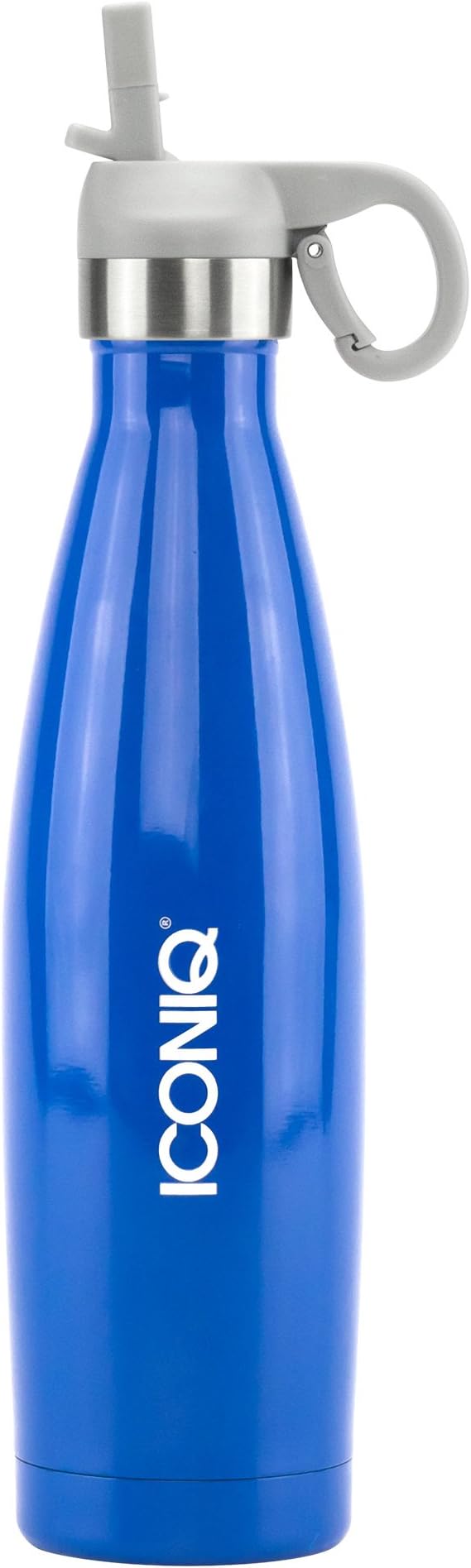 ICONIQ Stainless Steel Vacuum Insulated Water Bottle Includes Bonus Pop Up Straw Cap, 17 Ounce