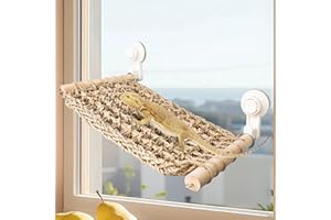 BADWALT FlidRunest 13.3 x 7.8 in Seagrass Bearded Dragon Hammock for Window, Lizard Window Perch, Reptile Hammock Perch with Powerful Suction Cups for Lizard, Leopard Gecko, Chameleon
