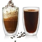 LYTDMSKY Double Wall Glass Coffee Mugs Set, Clear Insulated Glass Mugs for Hot Beverages, Suitable for Tea, Latte, Espresso, Cappuccino (15oz(2-pack))