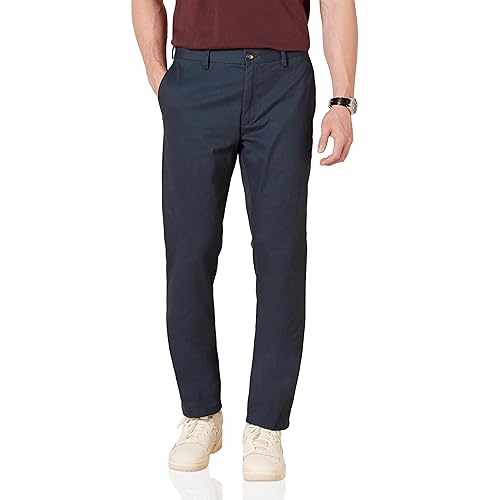 Amazon Essentials Men's Slim-Fit Wrinkle-Resistant Flat-Front Chino Pant, Navy, 33W x 29L