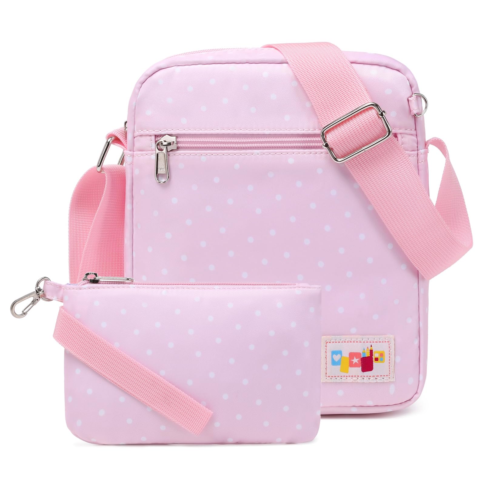 Shoulder Bag for Girls, Cute Canvas Sling Bag Shoulder Bag Pencil Case Pencil Bag 2 PCS by Mygreen (Rose)
