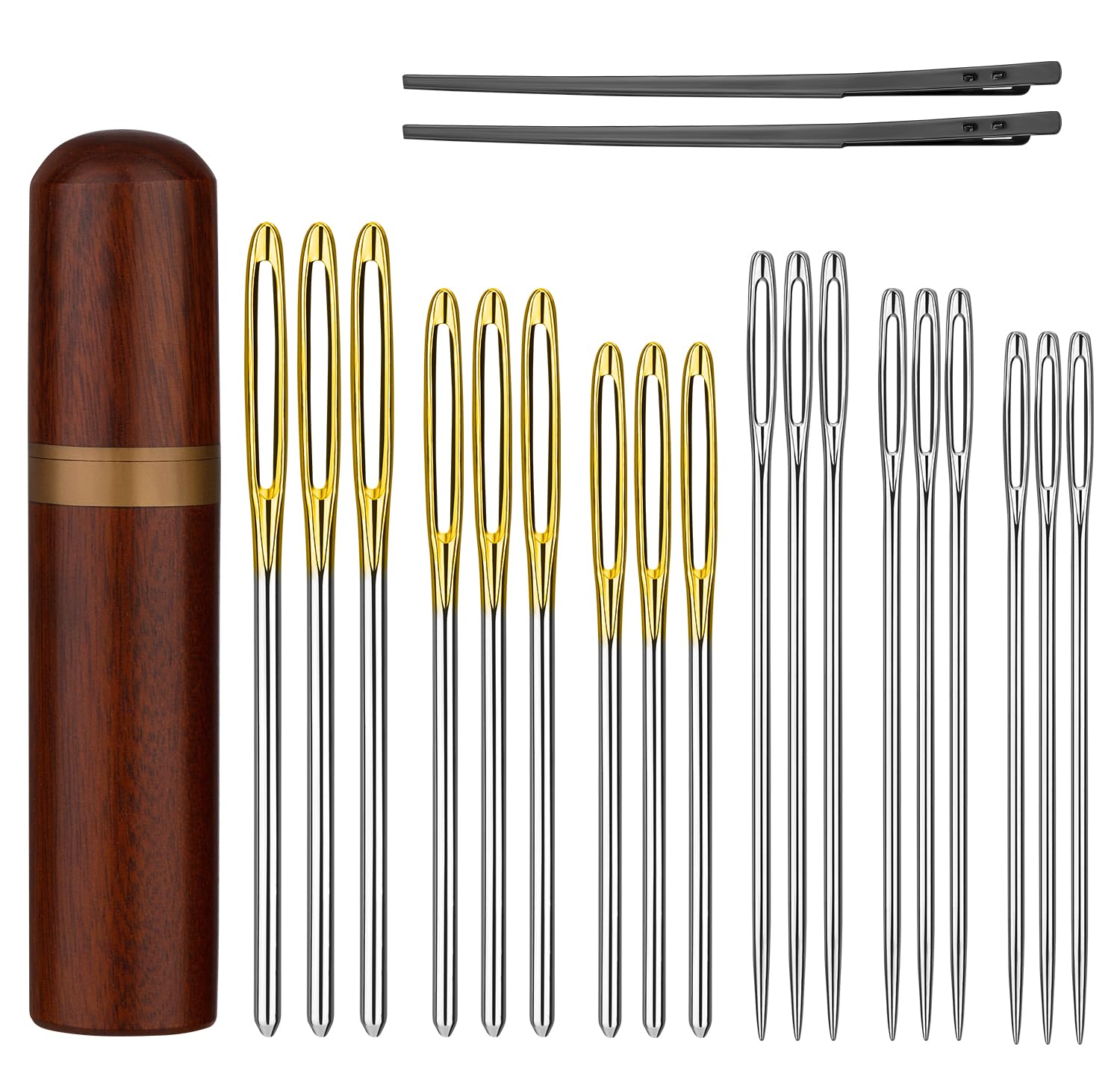 21 Pcs Leather Sewing Needles Embroidery Needles Leather Needles Hand Sewing Large Eye with 2 Pcs Leather Lacing Needles for Leather Stitching