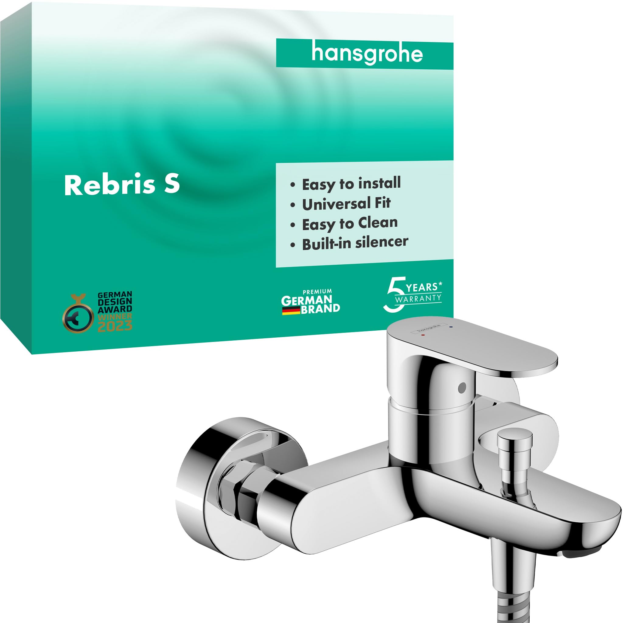 Hansgrohe Rebris S Single Lever Bath Mixer for Exposed Installation, Chrome, 72440000