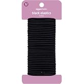 Amazon Basics No Damage Elastic Hair Ties, Ponytail Holders for All Hair Types, Snag-Free, Strong Hold, Black 4 MM, 32 Count