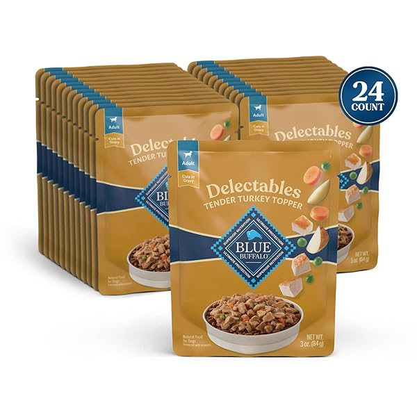 BLUE BUFFALO DELECTABLES NATURAL WET DOG FOOD TOPPER, TURKEY DINNER 3OZ (PACK OF 24)