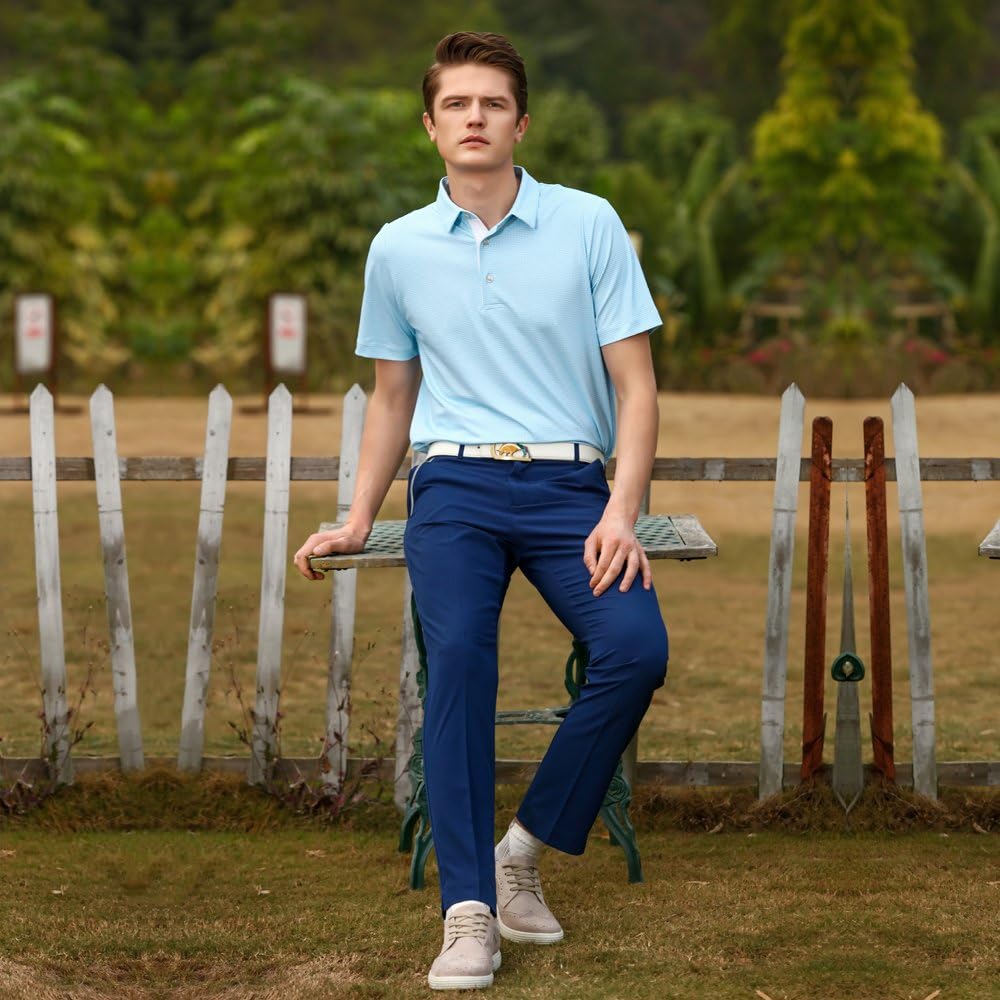 EAGEGOF Regular Fit Men's Shirt Stretch Tech Performance Golf Polo Shirt Short Sleeve: Clothing
