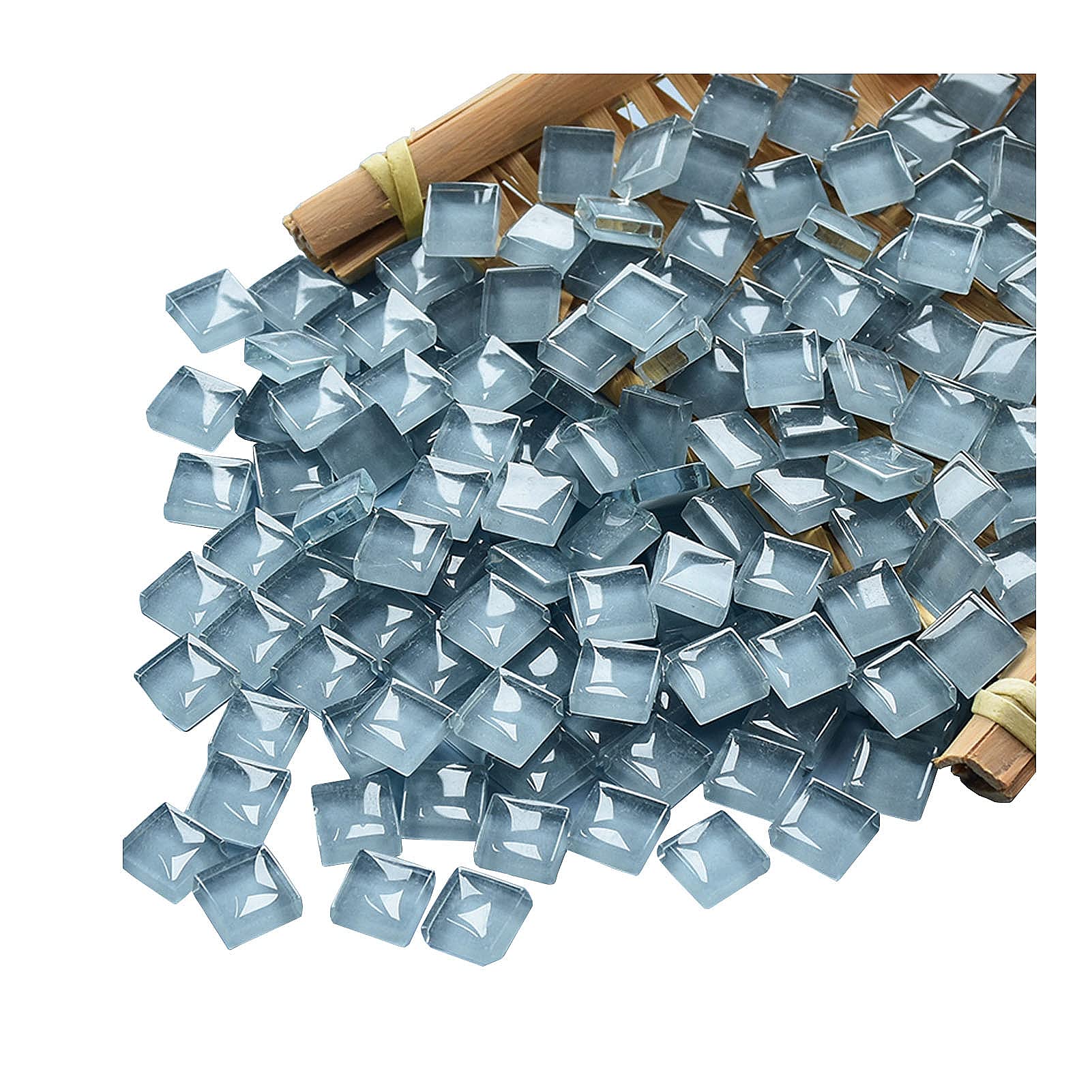 Photo 1 of 100 Pieces Mosaic Tile Squares Silver Gray Crystal Mosaic Tiles for Crafts Bulk DIY Picture Frames Handmade Jewelry Coasters Art Material Decoration,1x1cm