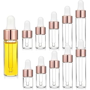 Zyghjort 10 Pack Glass Eye Dropper Bottle Rose for Essential Oils | Reusable Mini Dropper Bottle Empty Travel Oil Vials Bottl