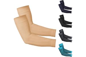 KEKING® Compression Arm Sleeves, Firm 20-30mmHg Graduated Compression Full Arm Support for Recovery, Pain Relief, Tendonitis, Golfers & Tennis Elbow Brace, Workouts Sports - Latex Free Beige XL