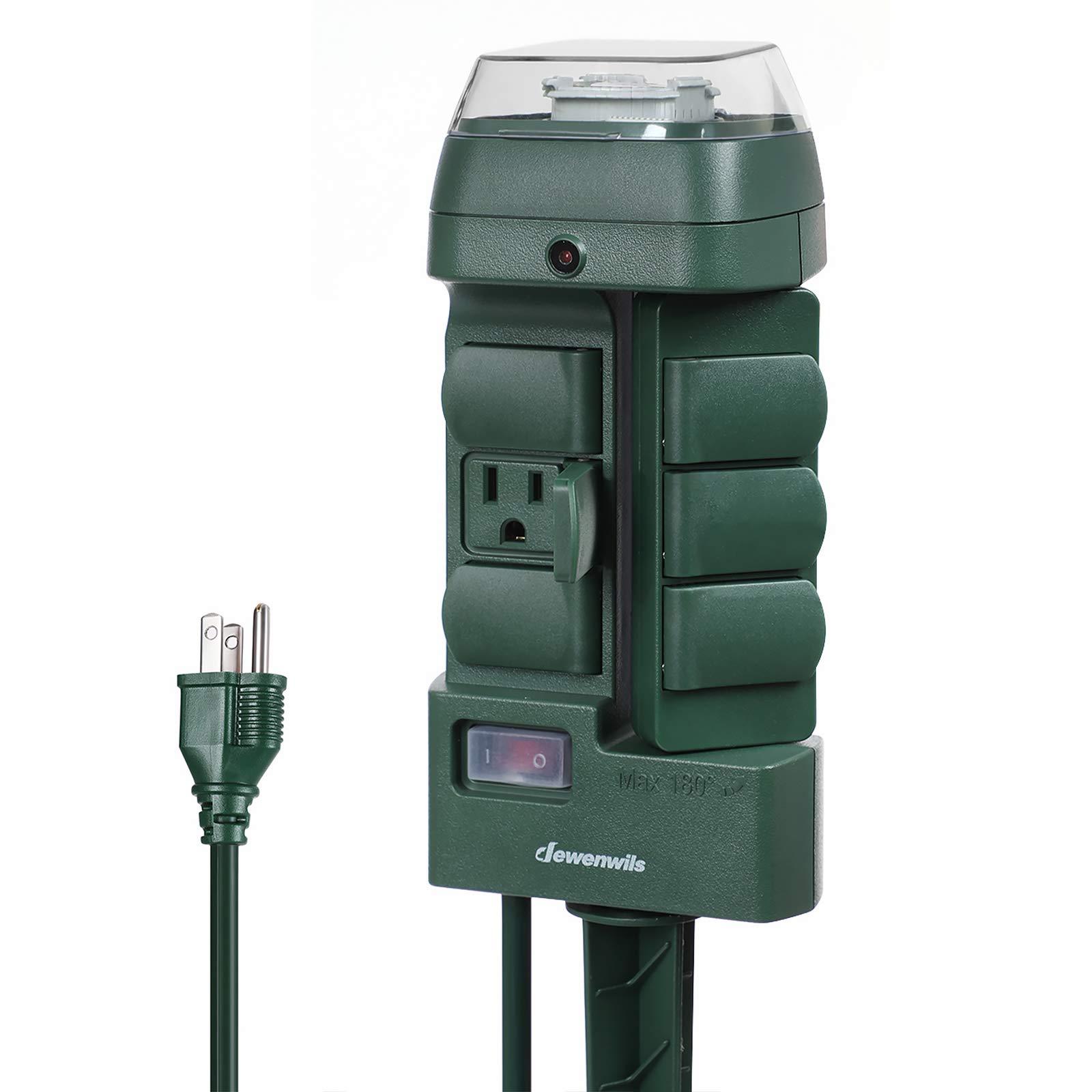 DEWENWILS Outdoor Power Strip Stake Timer, Weatherproof Outlet Plug