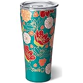 Swig Life 32oz Insulated Tumbler, Travel Coffee Tumbler with Lid, Cup Holder Friendly Travel Coffee Mug, Stainless Steel with Lid (Fire Poppy)