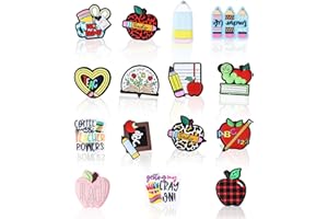 15 Pcs Teacher Silicone Focal Beads, 15 Patterns Cute Teacher Theme Silicone Charm Beads for Pen Decoration Keychain Jewelry 