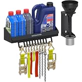 UNITEDPOWER 6 Quart Motor Oil Storage Rack, Bottle Shelf Mount Caddy With Funnel, Enclosed Race Trailer Shop Garage Organizer