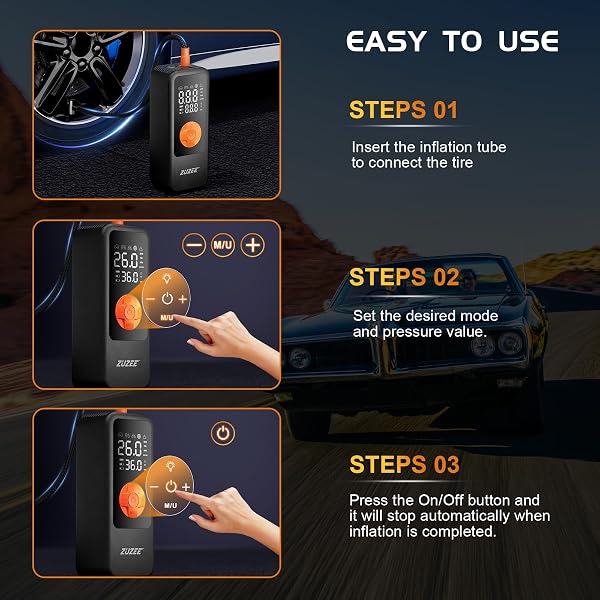 TIRE INFLATOR PORTABLE AIR COMPRESSOR, 4X FASTER & HIGH-CAPACITY BATTERY, PORTABLE TIRE INFLATOR WITH DIGITAL PRESSURE GAUGE, LED LIGHT, 150PSI AIR PUMP FOR CAR TIRES, SUV, MOTORCYCLE, BIKE, BALL, ETC
